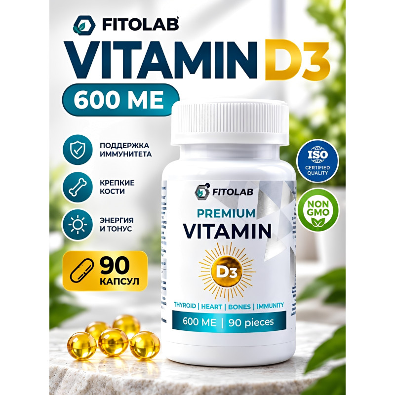 БАД Витамин D3 600 МЕ Vitamin D3 600 МЕ FITOLAB БАД Витамин D3 600 МЕ Vitamin D3 600 МЕ FITOLAB