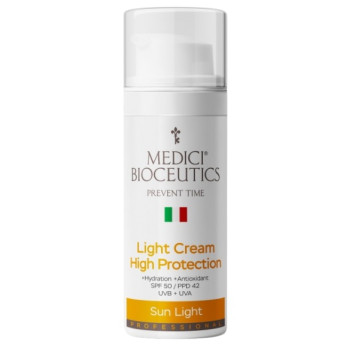 Лёгкий солнцезащитный крем Light Cream High Protection +Hydration +Antioxidant SPF 50 MEDICI BIOCEUTICS
